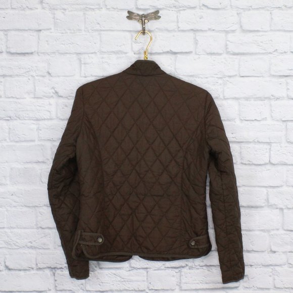 Eddie Bauer Brown Quilted Barn Style Mock Neck Jacket Coat Size S - Picture 7 of 8